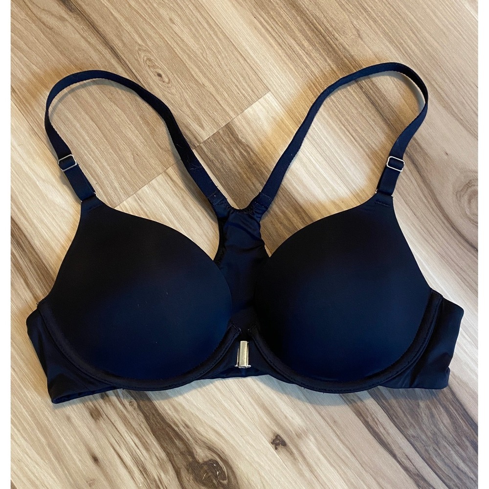 Soma Memorable Front-Close Racerback Bra Black 36A Underwire Padded